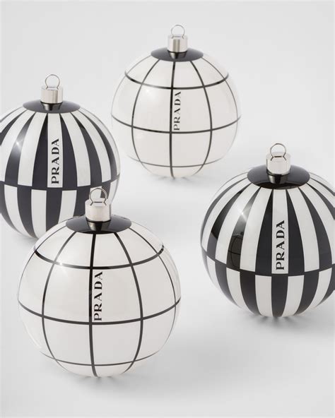 White/black Glass Christmas Ornament Set 